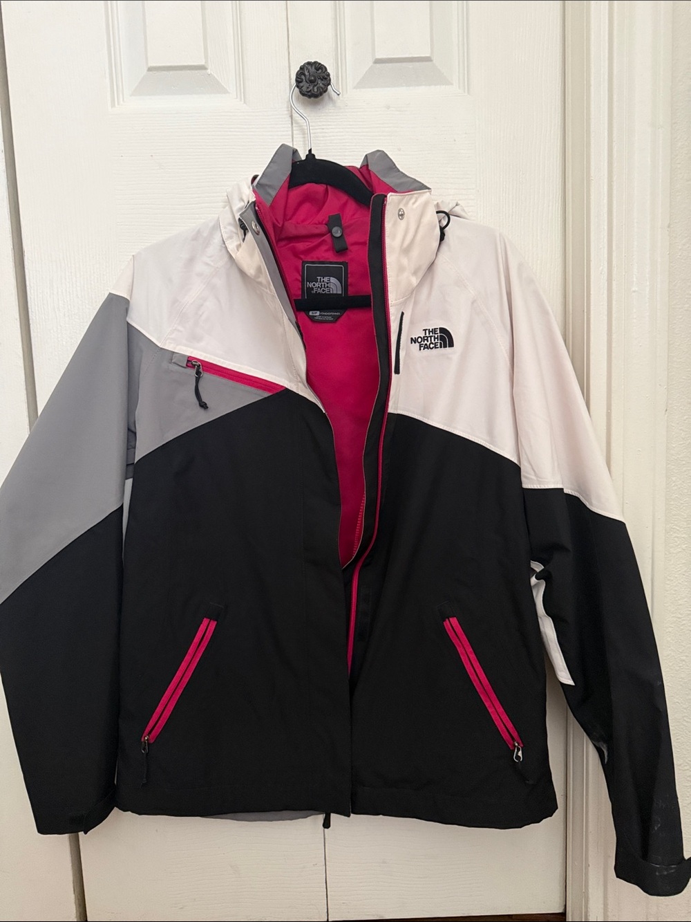 The North Face Black, White & Pink Colorblock Outdoor Jacket